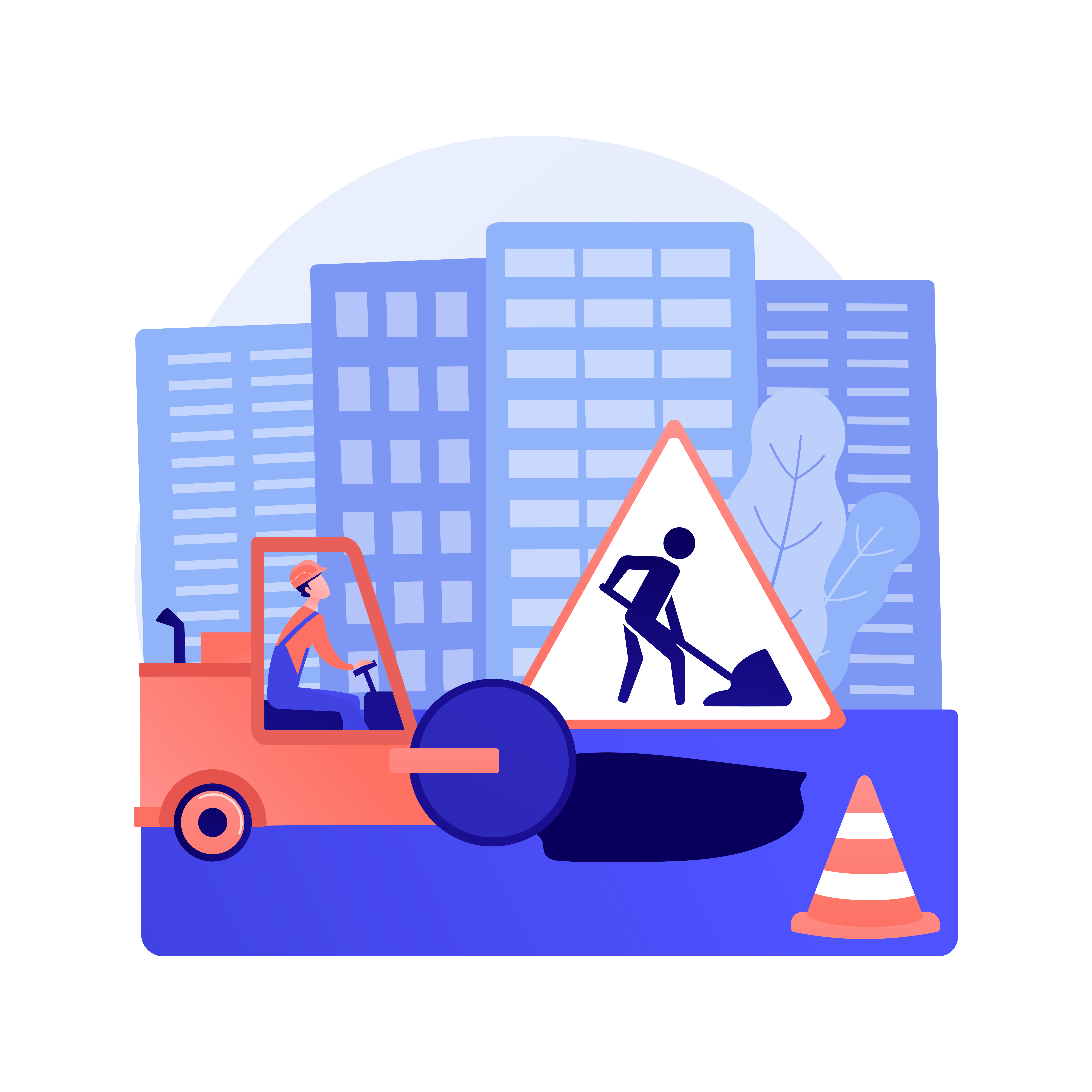 Road works abstract concept vector illustration.