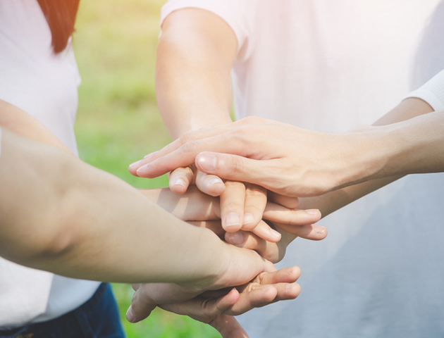 Team teamwork business join hand together concept, Power of volunteer charity work, Stack of people hand